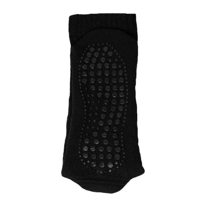 Socks Store Black woolly sock with non-slip grip dots for comfort and safety.