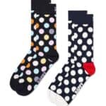 Bright polka dot socks for men and women, perfect for casual wear and adding fun to your outfit.
