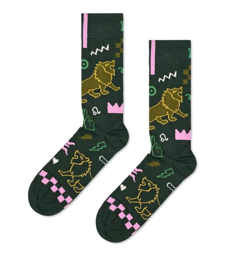 Colorful Leo Socks with playful lion design, perfect for casual wear and adding a touch of personali.