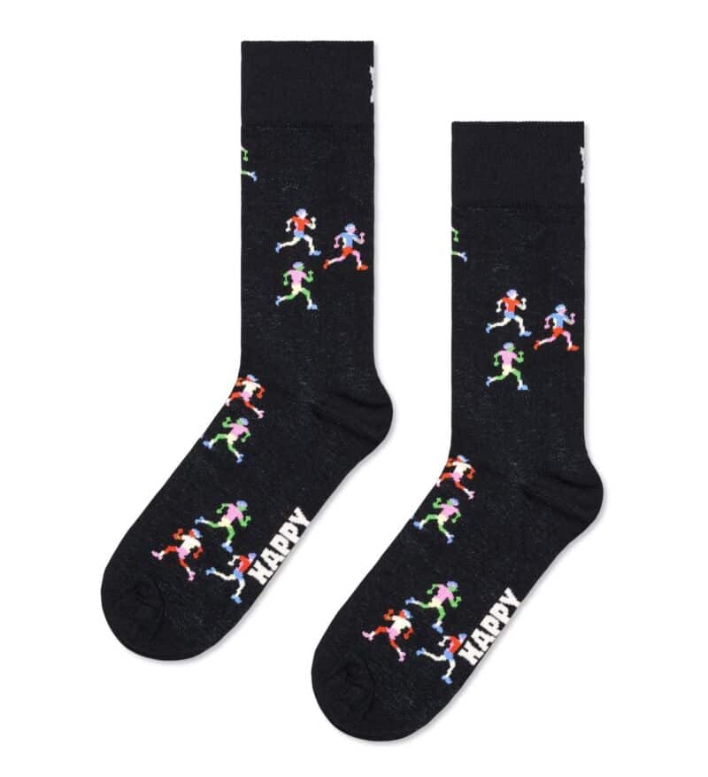 Quality running socks with colorful running figures, designed for comfort and performance. Perfect f.
