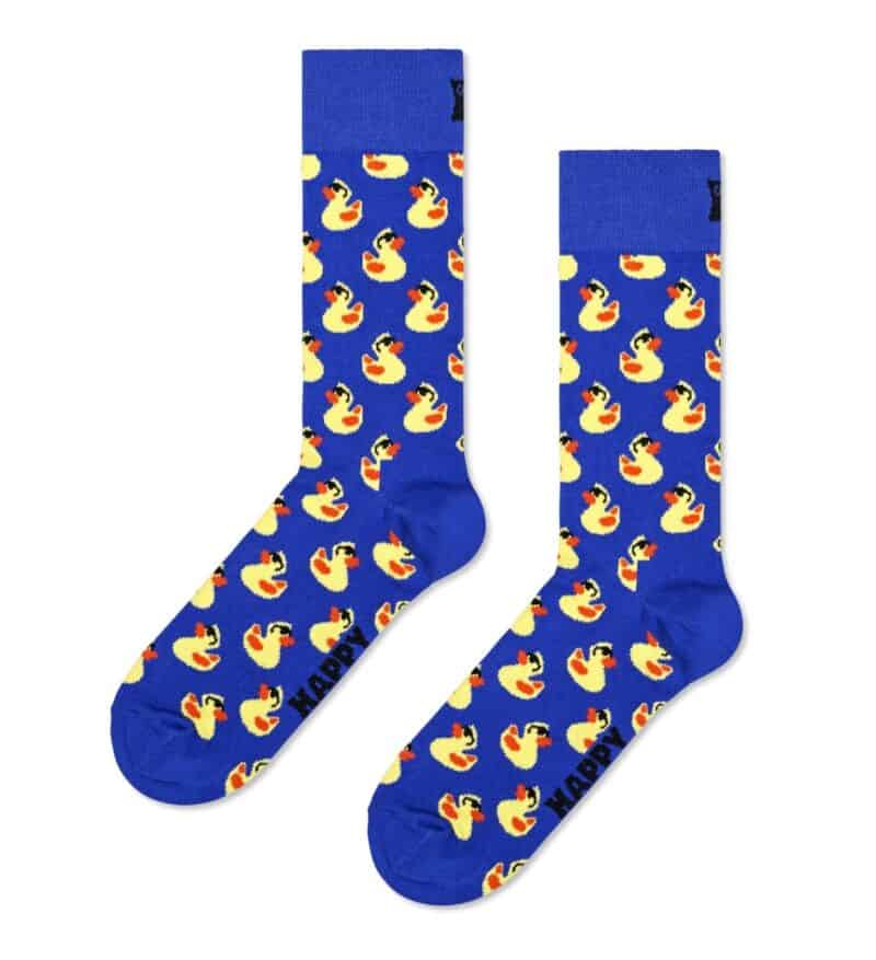 Rubber Duck Sock with playful duck pattern in blue and yellow.