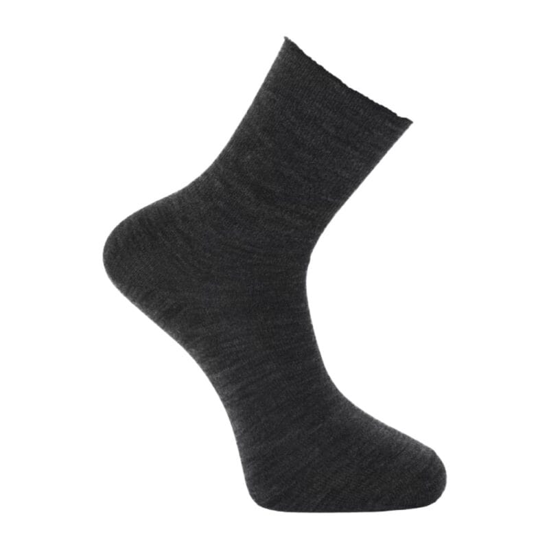 Soft, non-restrictive wool socks without elastic for medical use.