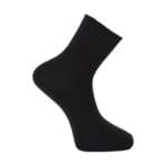 Black medical sock without elastic band for comfort and support.