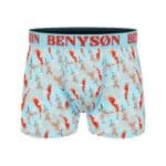 Bambuviskose boxershorts med fiskemønster, komfortabelt och hållbart material.