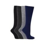 Pack of three compression support socks in black, gray, and navy blue.