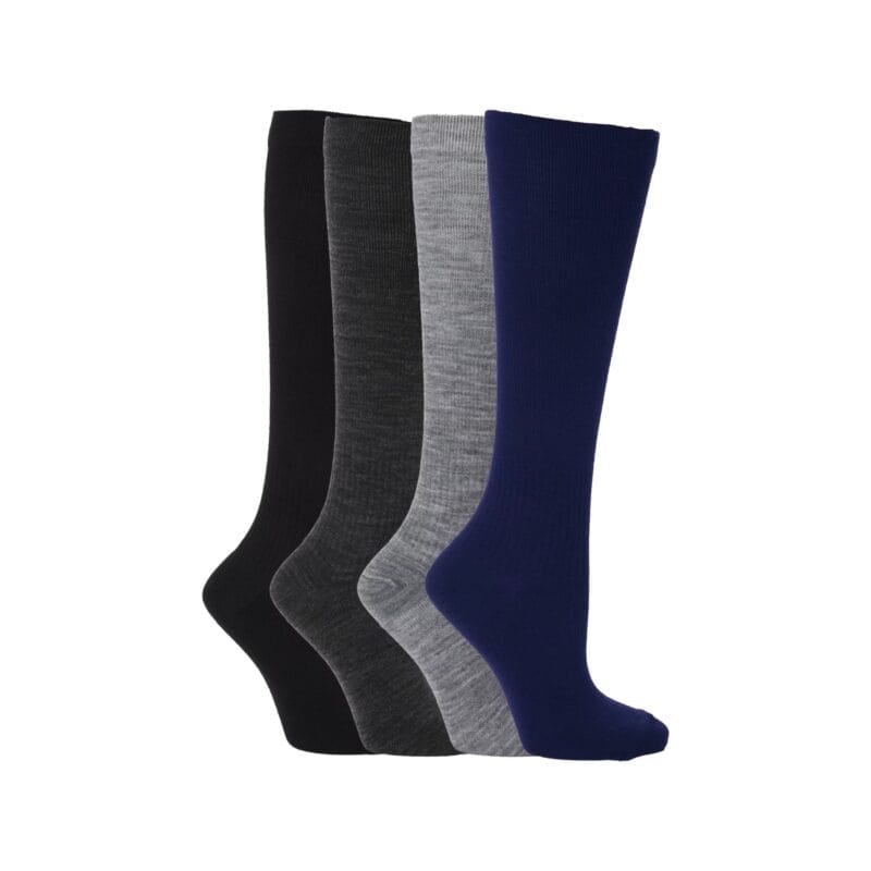 Compression Support Socks - 1 Pack Pack of three compression support socks in black, gray, and navy blue.