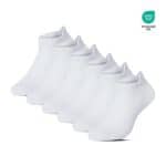 Pack of 5 white sneaker socks with heel coverage, ideal for casual wear.