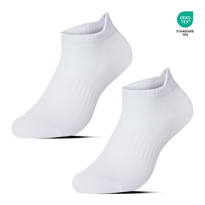 Sneakersockor med hälflik - 5-pack Quality ankle socks with heel cut for sneakers, 5-pack, white, comfortable fit.