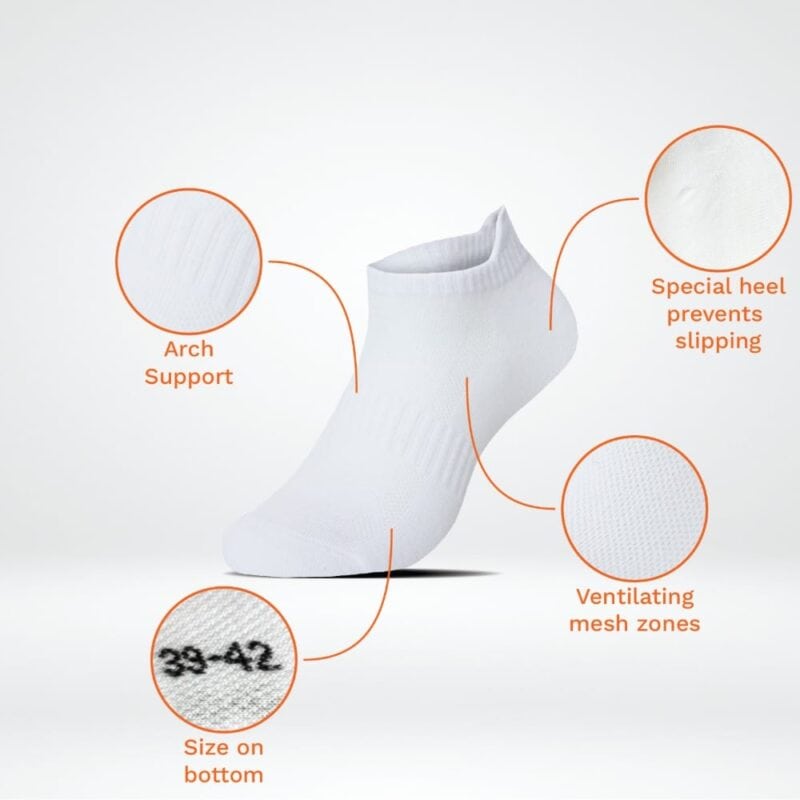 Sneaker Sock Pack with Heel Half Comfortable sneaker socks with heel support and ventilating mesh zones.