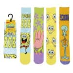 Colorful SpongeBob socks for kids, featuring characters from SpongeBob SquarePants. Perfect for fun.