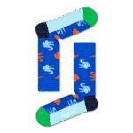 Bright blue crocodile patterned socks with orange accents, perfect for casual wear.