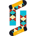 Argyle blå och röd strumpor med mönster, perfekt för stilfulla outfits.