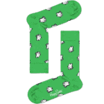 Bright green dog-themed socks for kids and adults.