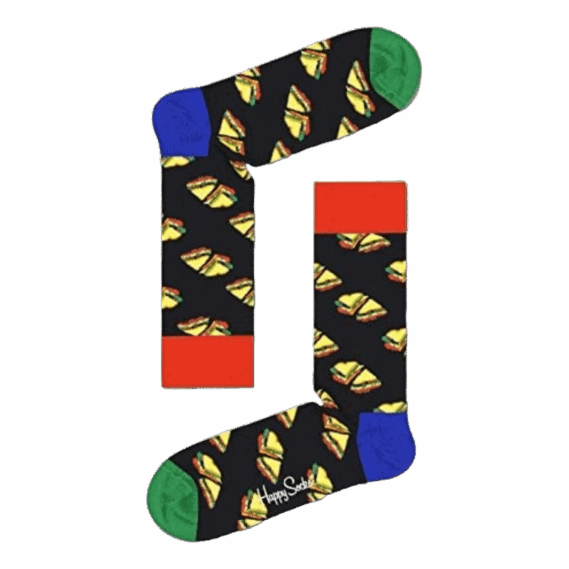 Colorful sandwich pattern socks for fun and quirky style.