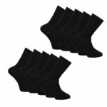 Comfortable black cotton socks, ideal for daily use, sold in a convenient pack of 10 pairs.