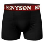 Men's black bamboo boxer shorts with elastic waistband for comfort and style.