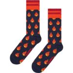 Cozy flaming fire pattern socks, perfect for fun and casual wear.