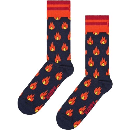 Cozy flaming fire pattern socks, perfect for fun and casual wear.