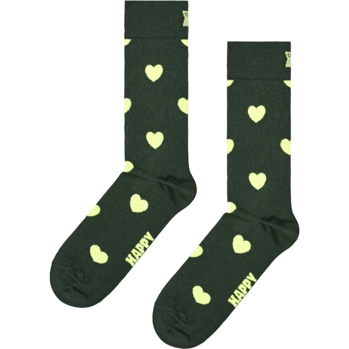 Themed socks with "HAPPY" text, perfect for expressing love and positivity.