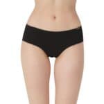 Black bamboo fiber hipster underwear for women, comfortable and eco-friendly.